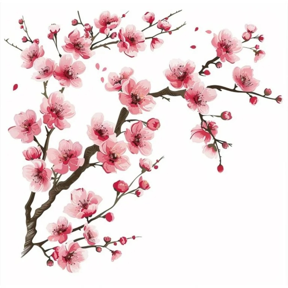 Cherry Blossom Wall Decal - Pink Floral Decor